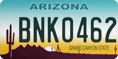 AZ license plate BNK0462