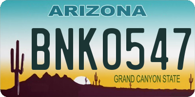 AZ license plate BNK0547