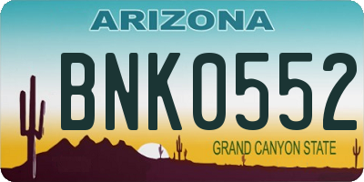 AZ license plate BNK0552