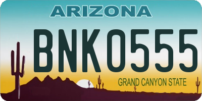 AZ license plate BNK0555