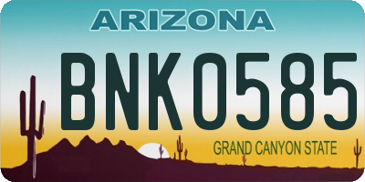 AZ license plate BNK0585
