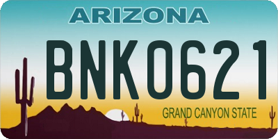 AZ license plate BNK0621