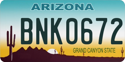 AZ license plate BNK0672