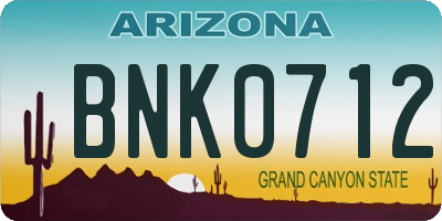 AZ license plate BNK0712