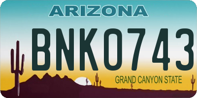 AZ license plate BNK0743