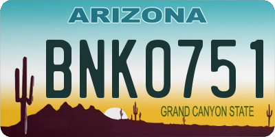 AZ license plate BNK0751