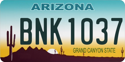 AZ license plate BNK1037