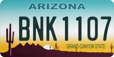 AZ license plate BNK1107