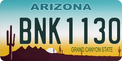 AZ license plate BNK1130