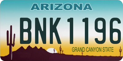 AZ license plate BNK1196