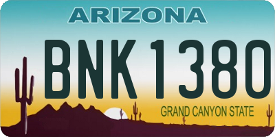 AZ license plate BNK1380