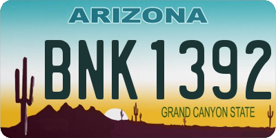 AZ license plate BNK1392