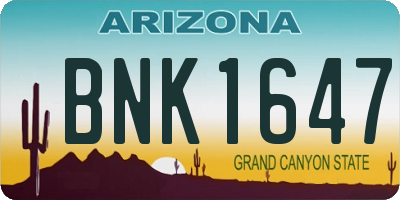 AZ license plate BNK1647