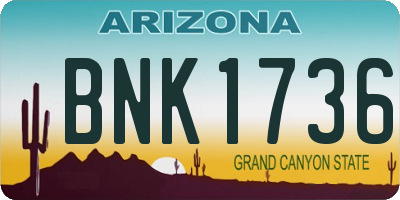 AZ license plate BNK1736