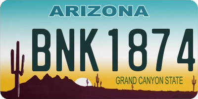 AZ license plate BNK1874