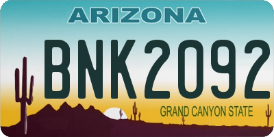 AZ license plate BNK2092
