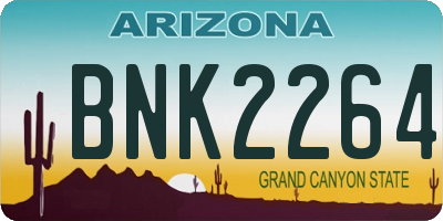 AZ license plate BNK2264