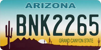 AZ license plate BNK2265