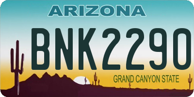 AZ license plate BNK2290