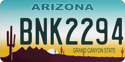 AZ license plate BNK2294