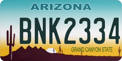 AZ license plate BNK2334
