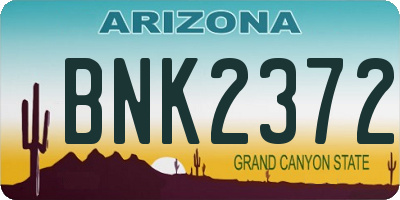 AZ license plate BNK2372