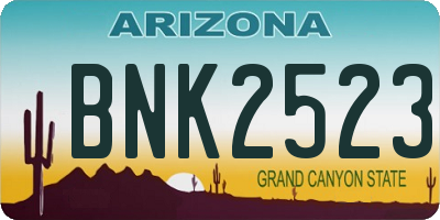 AZ license plate BNK2523