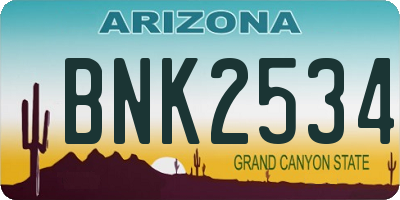AZ license plate BNK2534