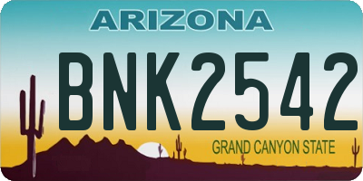 AZ license plate BNK2542