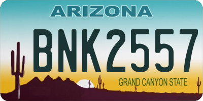 AZ license plate BNK2557