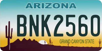 AZ license plate BNK2560