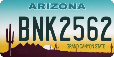 AZ license plate BNK2562