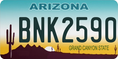 AZ license plate BNK2590