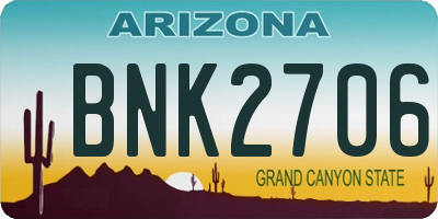 AZ license plate BNK2706
