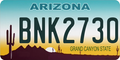 AZ license plate BNK2730