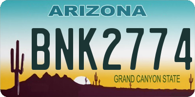 AZ license plate BNK2774
