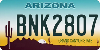 AZ license plate BNK2807