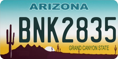 AZ license plate BNK2835