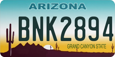 AZ license plate BNK2894