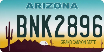 AZ license plate BNK2896