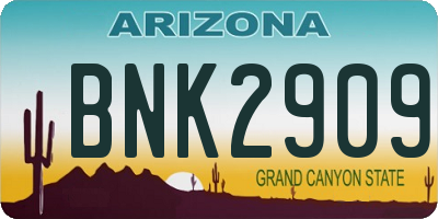 AZ license plate BNK2909