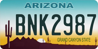 AZ license plate BNK2987