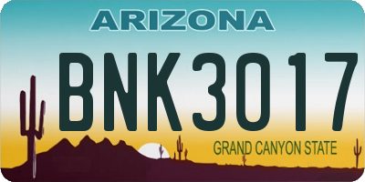AZ license plate BNK3017