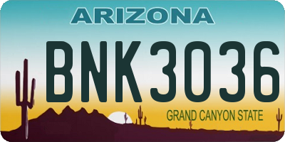AZ license plate BNK3036