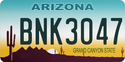 AZ license plate BNK3047