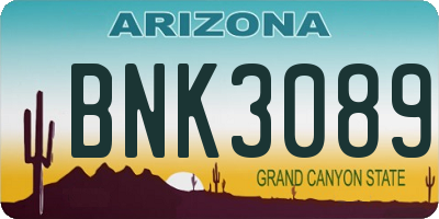 AZ license plate BNK3089
