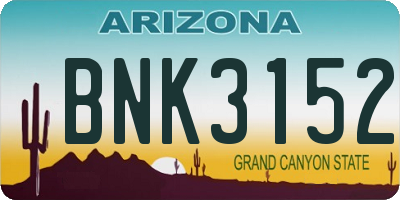 AZ license plate BNK3152