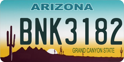 AZ license plate BNK3182