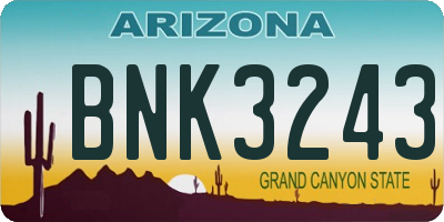 AZ license plate BNK3243