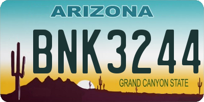 AZ license plate BNK3244